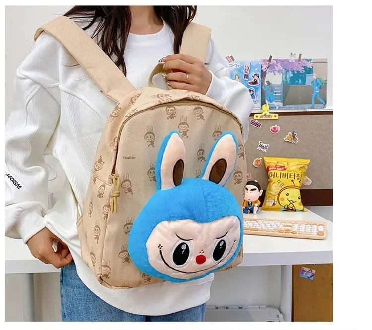 Sac à dos Labubu bleu grosse tête 3D