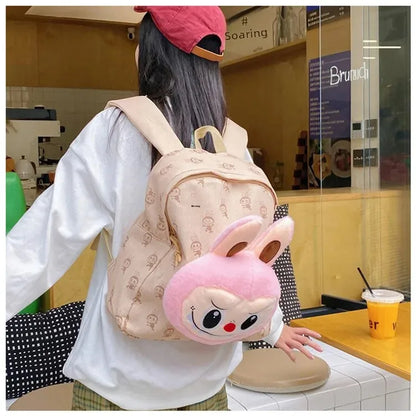 Sac Labubu rose grosse tête peluche