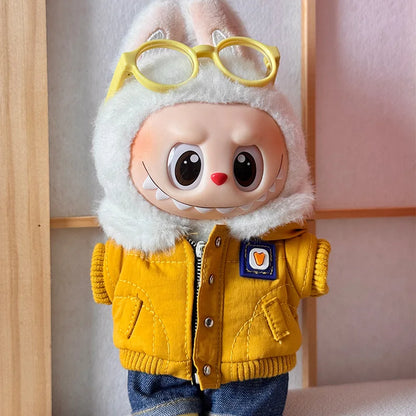 Veste Doudoune Labubu 15–17 cm – Manteau Chaud Hiver Jaune, Noir ou Bleu Marine